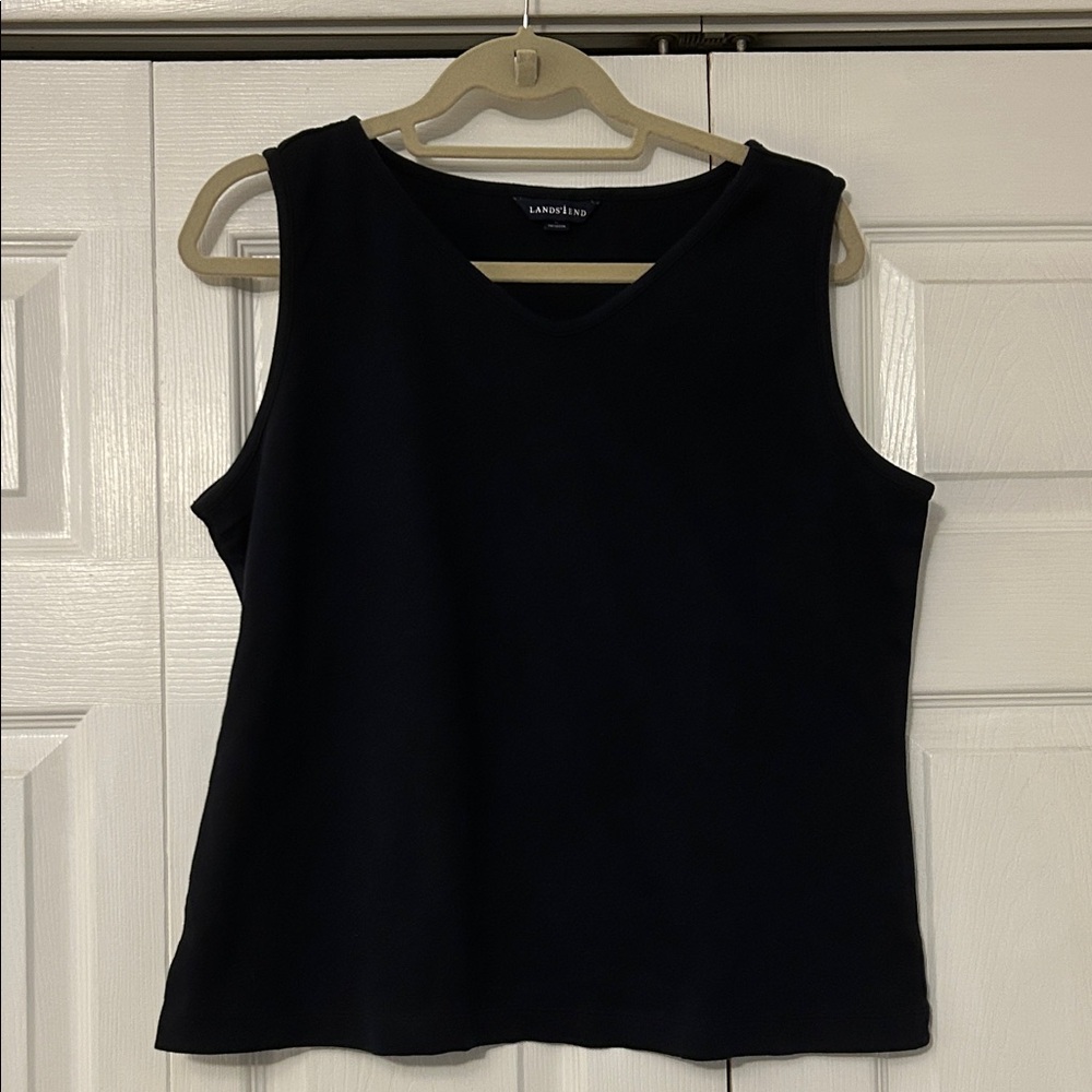 Lands' End Black Sleeveless V-Neck Tank